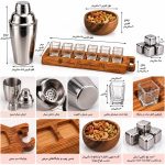 ست هدیه مردانه دینال | مجموعه شیکر استیل، ۶ شات شیشه‌ای و سینی چوبی34 - تصویر 3