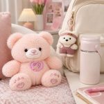 ست خرس صورتی همراه با آویز کیف و تراول ماگ | Pink Bear To Go - Image 2