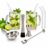 ست تخصصی تهیه موهیتو دینال با ۲ لیوان طرح یخی و تجهیزات استیل - تصویر 2