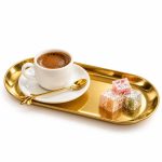 ست سرو قهوه ترک یک نفره با فنجان ۶۰ میل، سینی طلایی و قاشق سرو - تصویر 2